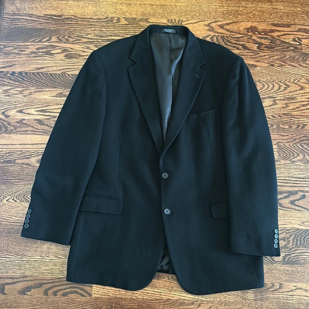 Botany 100% Camel Hair Wool Black Sportscoat Blazer size 46L